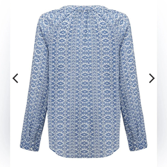 GUC JOBETH COTTON BLOUSE - WHITE & HARBOUR BLUE M - Picture 2 of 13